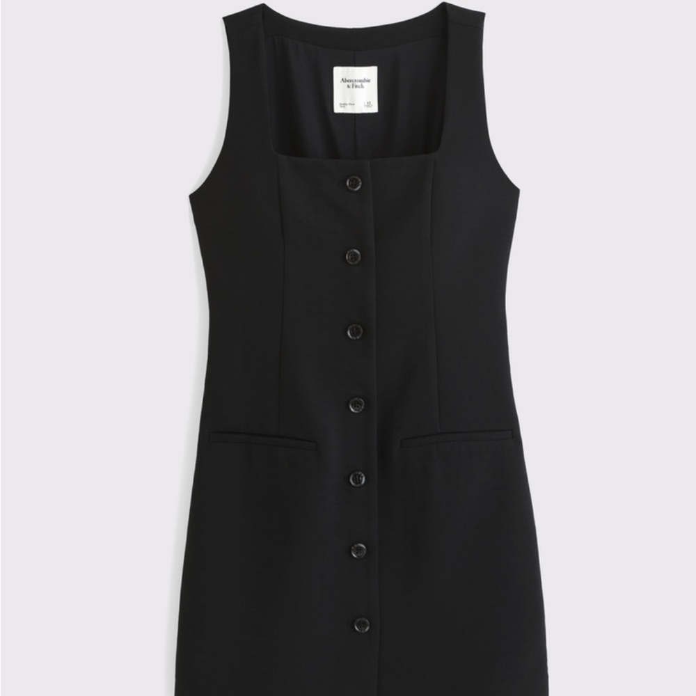 Abercrombie & Fitch Black Button-Front Mini Dress